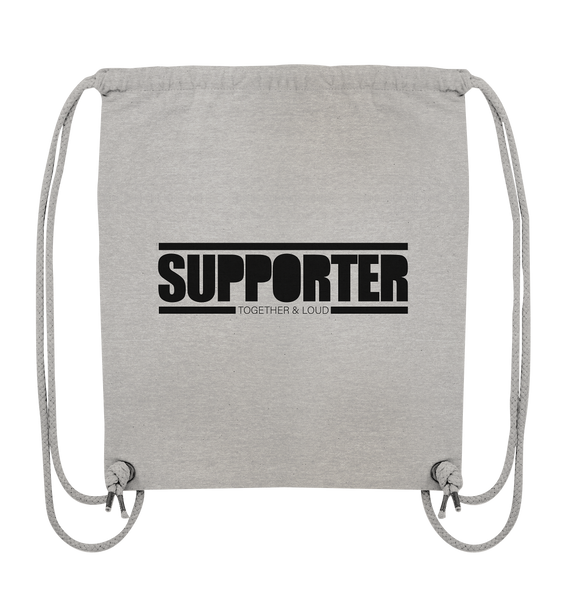 N.O.S.W. BLOCK Fanblock Gym Bag "SUPPORTER TOGETHER & LOUD" Organic Turnbeutel heather grey