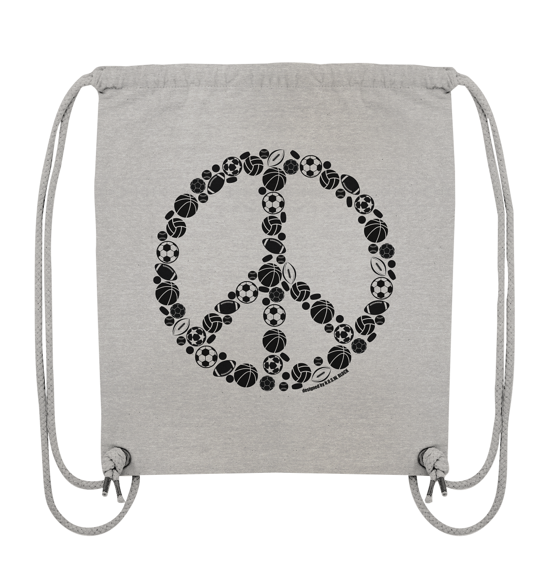 N.O.S.W. BLOCK Gym Bag  "SPORTS FOR PEACE" Organic Turnbeutel heather grau