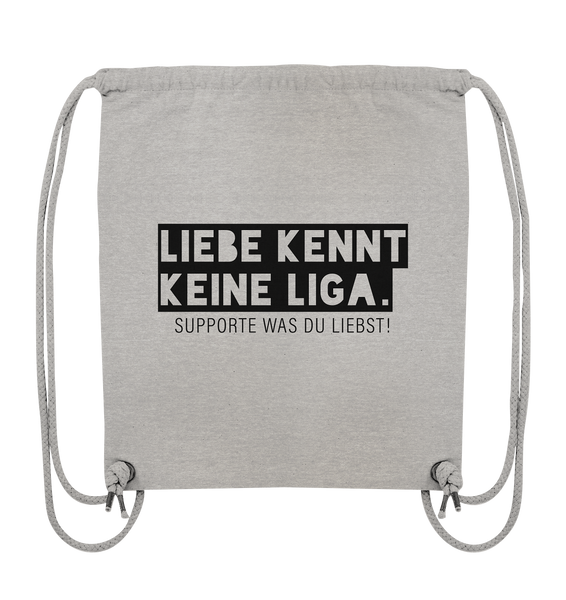 N.O.S.W. BLOCK Fanblock Gym Bag "LIEBE KENNT KEINE LIGA." Organic Turnbeutel heather grau