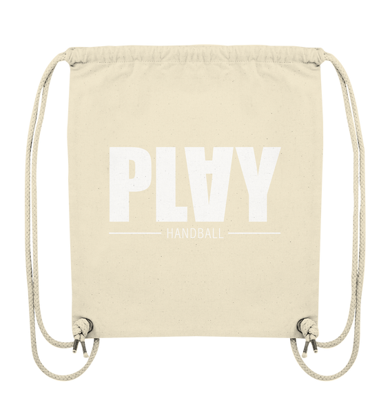 N.O.S.W. BLOCK Fanblock Gym Bag "PLAY HANDBALL" Organic Turnbeutel natural raw