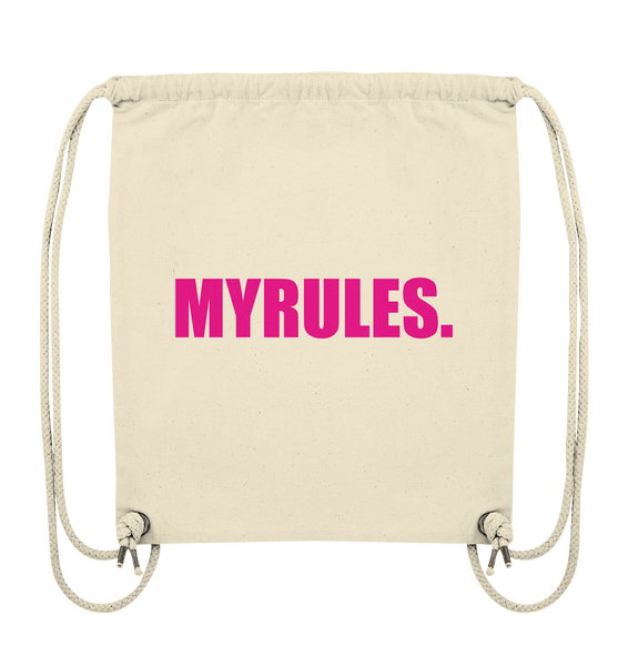 N.O.S.W. BLOCK Shirt "MYRULES." Girls Organic T-Shirt (100% Bio-Baumwolle) - Organic Gym-Bag