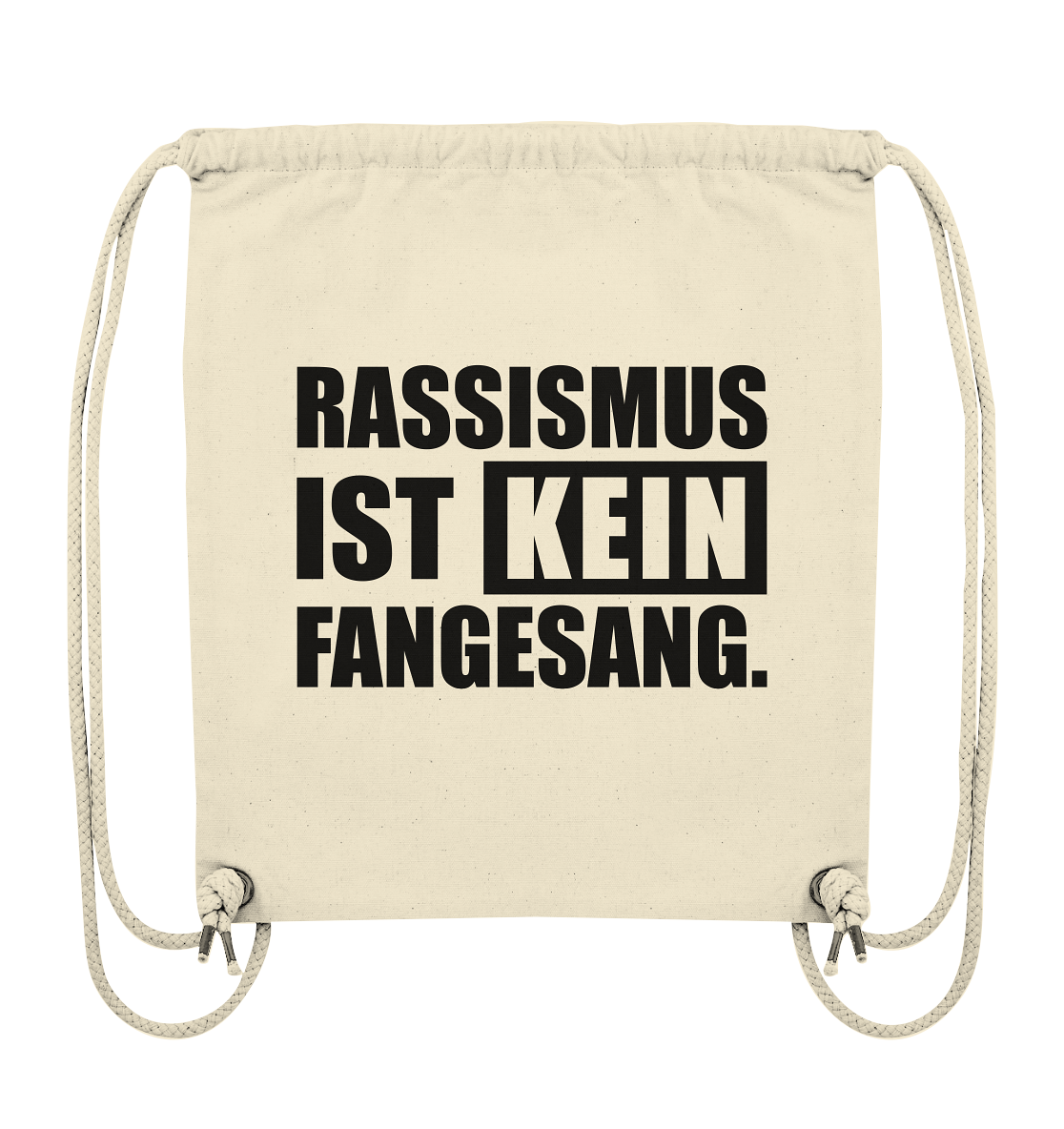 N.O.S.W. BLOCK Fanblock Gym Bag "RASSISMUS IST KEIN FANGESANG." Organic Turnbeutel natural raw