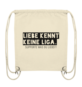 N.O.S.W. BLOCK Fanblock Gym Bag "LIEBE KENNT KEINE LIGA." Organic Turnbeutel natural raw