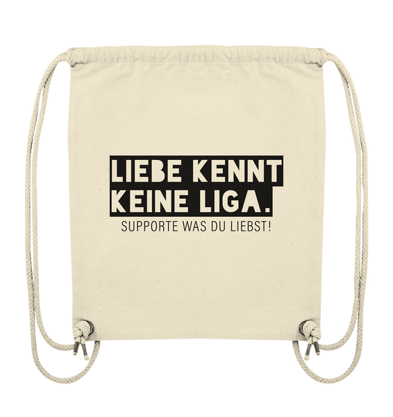 N.O.S.W. BLOCK Fanblock Gym Bag "LIEBE KENNT KEINE LIGA." Organic Turnbeutel natural raw