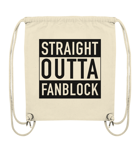 N.O.S.W. BLOCK Fanblock Gym Bag "STRAIGHT OUTTA FANBLOCK" Organic Turnbeutel natural