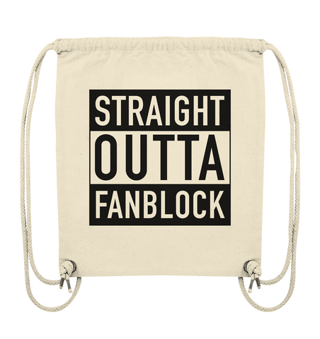 N.O.S.W. BLOCK Fanblock Gym Bag "STRAIGHT OUTTA FANBLOCK" Organic Turnbeutel natural