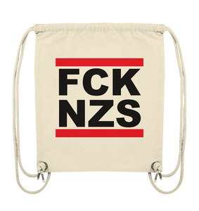 N.O.S.W. BLOCK Gegen Rechts Gym Bag "FCK NZS" Organic Turnbeutel natural