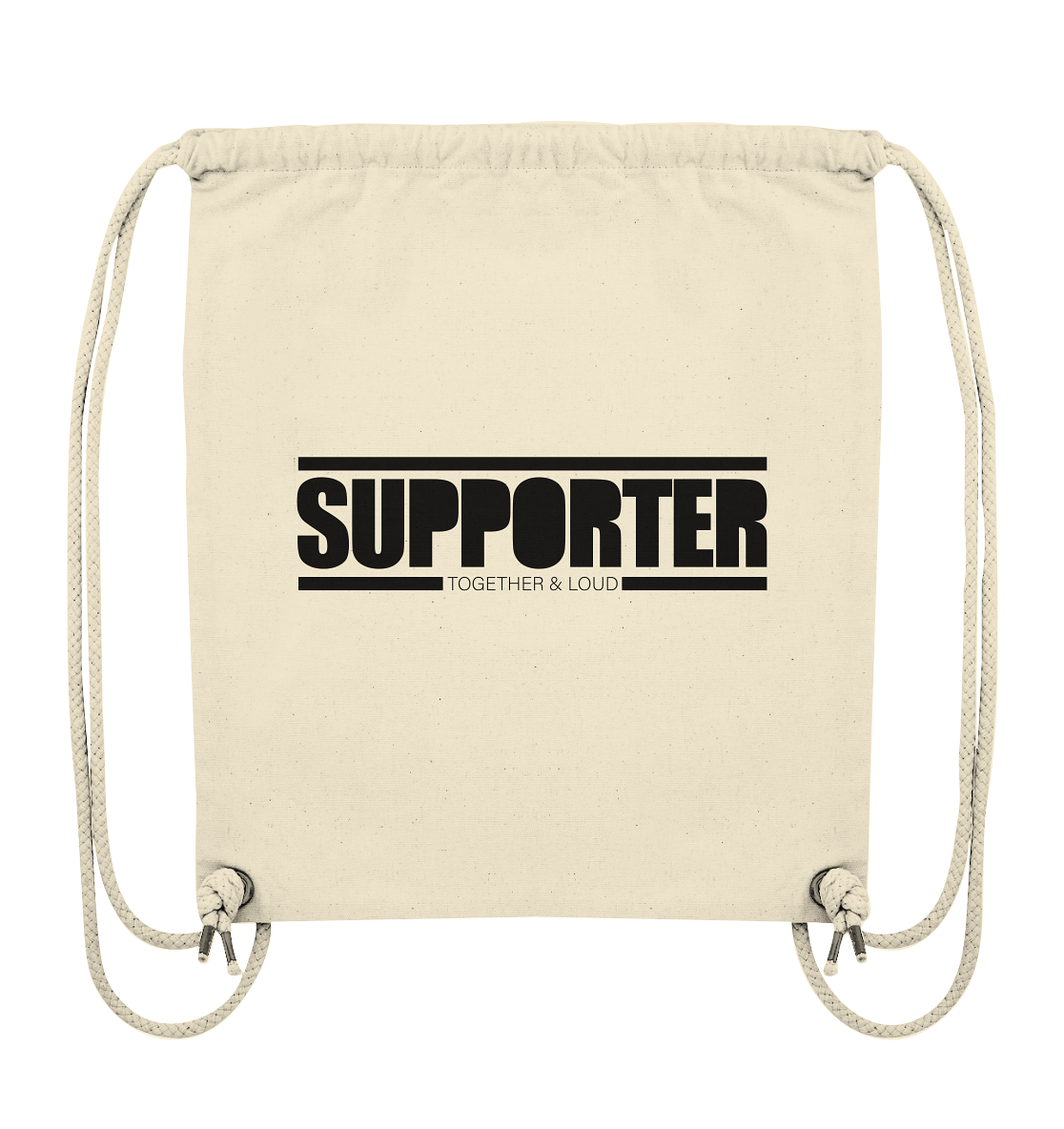 N.O.S.W. BLOCK Fanblock Gym Bag "SUPPORTER TOGETHER & LOUD" Organic Turnbeutel natural raw