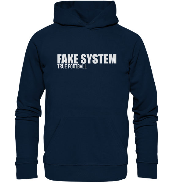 BLOCK.FC Hoodie "FAKE SYSTEM TRUE FOOTBALL" Männer Organic Kapuzenpullover navy