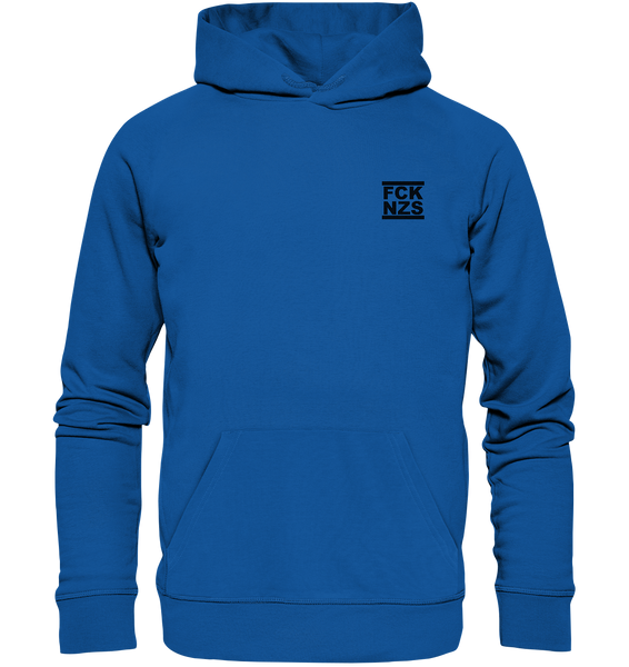 N.O.S.W. BLOCK Gegen Rechts Hoodie "FCK NZS" beidseitig bedruckter Männer Organic Basic Hoodie blau