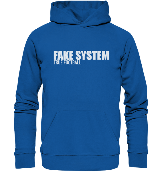 BLOCK.FC Hoodie "FAKE SYSTEM TRUE FOOTBALL" Männer Organic Kapuzenpullover blau