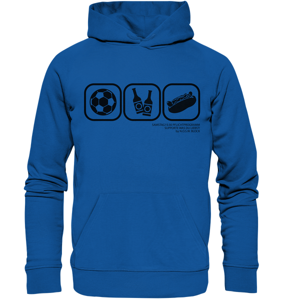 N.O.S.W. BLOCK Fanblock Hoodie "15:30 PFLICHTPROGRAMM" Männer Organic Kapuzenpullover blau