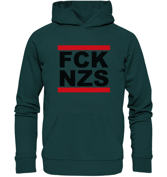 N.O.S.W. BLOCK Gegen Rechts Hoodie "FCK NZS" Organic Kapuzenpullover glazed green