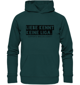 N.O.S.W.BLOCK Fanblock Hoodie "LIEBE KENNT KEINE LIGA." Männer Organic Kapuzenpullover glazed green