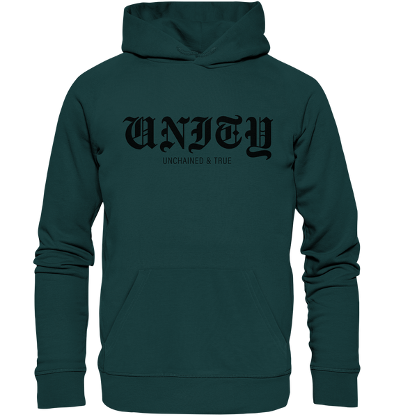 N.O.S.W. BLOCK RIOT//GROUNDS Hoodie "UNITY UNCHAINED & TRUE" Männer Organic Kapuzenpullover glazed green