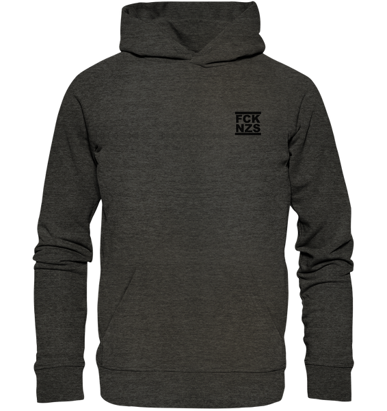 N.O.S.W. BLOCK Gegen Rechts Hoodie "FCK NZS" beidseitig bedruckter Männer Organic Basic Hoodie dark heather grau