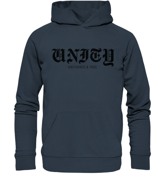 N.O.S.W. BLOCK RIOT//GROUNDS Hoodie "UNITY UNCHAINED & TRUE" Männer Organic Kapuzenpullover india grey ink