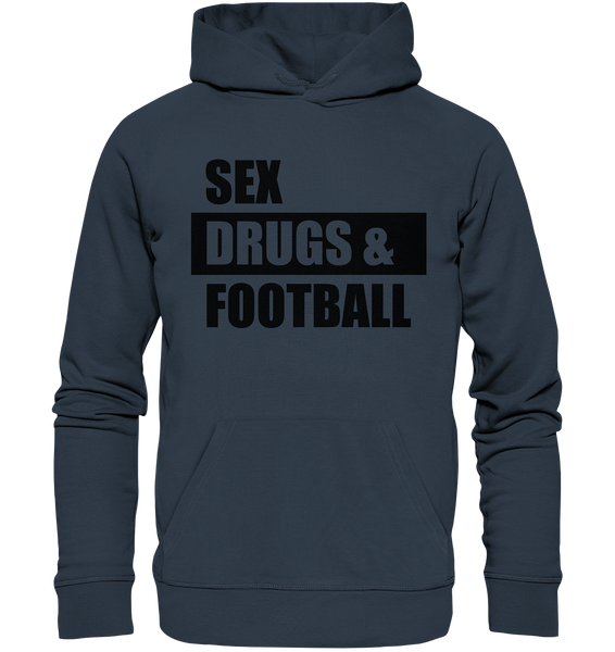 N.O.S.W. BLOCK Fanblock Hoodie "Sex, Drugs &  Football" Männer Organic Kapuzenpullover india ink grey