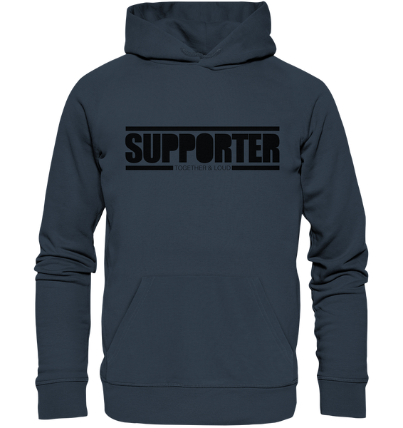 N.O.S.W. BLOCK Fanblock Hoodie "SUPPORTER TOGETHER & LOUD" Männer Organic Kapuzenpullover india ink grey