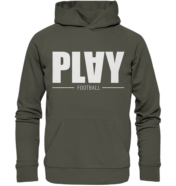 N.O.S.W. BLOCK Fanblock Hoodie "PLAY FOOTBALL" Organic Kapuzenpullover khaki