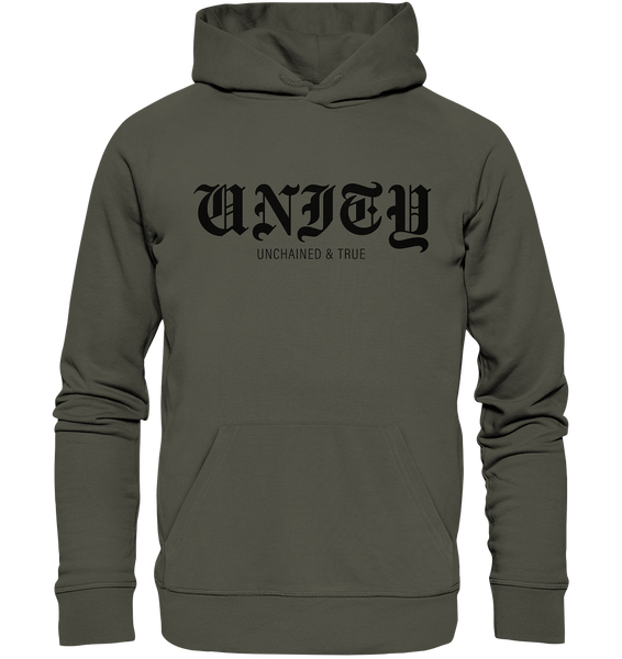 N.O.S.W. BLOCK RIOT//GROUNDS Hoodie "UNITY UNCHAINED & TRUE" Männer Organic Kapuzenpullover khaki
