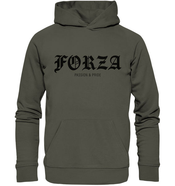 N.O.S.W. BLOCK RIOT//GROUNDS Hoodie "FORZA PASSION & PRIDE" Männer Organic Kapuzenpullover khaki