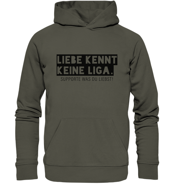 N.O.S.W.BLOCK Fanblock Hoodie "LIEBE KENNT KEINE LIGA." Männer Organic Kapuzenpullover khaki