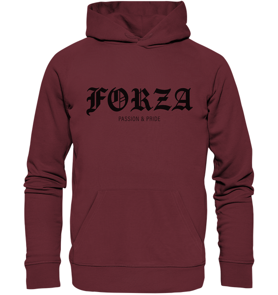 N.O.S.W. BLOCK RIOT//GROUNDS Hoodie "FORZA PASSION & PRIDE" Männer Organic Kapuzenpullover burgundy