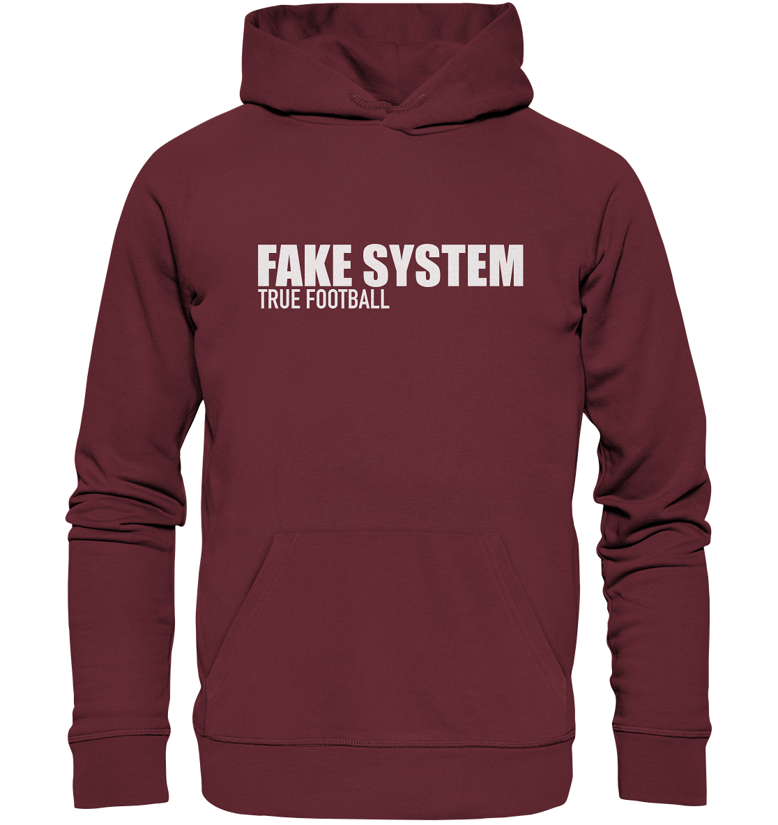 BLOCK.FC Hoodie "FAKE SYSTEM TRUE FOOTBALL" Männer Organic Kapuzenpullover weinrot