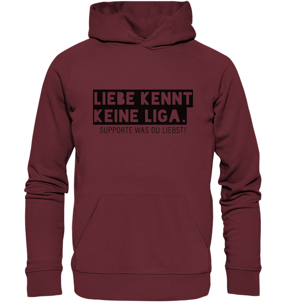 N.O.S.W.BLOCK Fanblock Hoodie "LIEBE KENNT KEINE LIGA." Männer Organic Kapuzenpullover weinrot