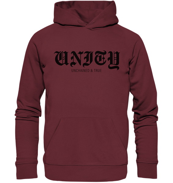 N.O.S.W. BLOCK RIOT//GROUNDS Hoodie "UNITY UNCHAINED & TRUE" Männer Organic Kapuzenpullover burgundy