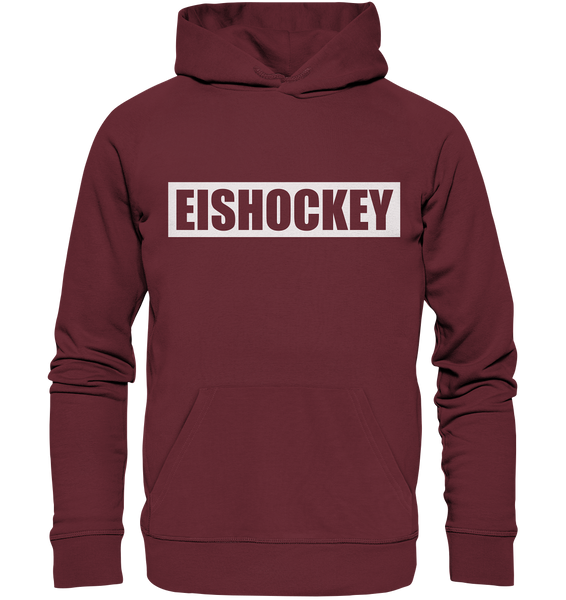 N.O.S.W. BLOCK Teamsport Hoodie "EISHOCKEY" Organic Kapuzenpullover weinrot