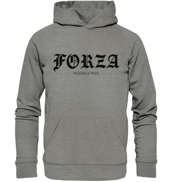 N.O.S.W. BLOCK RIOT//GROUNDS Hoodie "FORZA PASSION & PRIDE" Männer Organic Kapuzenpullover mid heather grey