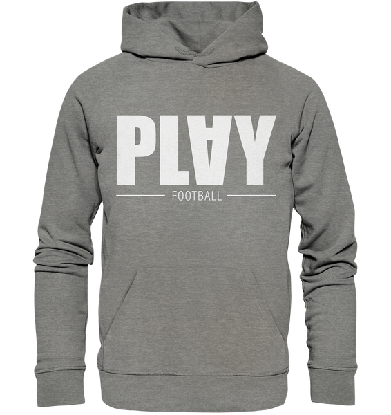 N.O.S.W. BLOCK Fanblock Hoodie "PLAY FOOTBALL" Organic Kapuzenpullover mid heather grey
