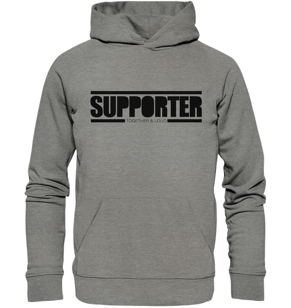 N.O.S.W. BLOCK Fanblock Hoodie "SUPPORTER TOGETHER & LOUD" Männer Organic Kapuzenpullover mid heather grey