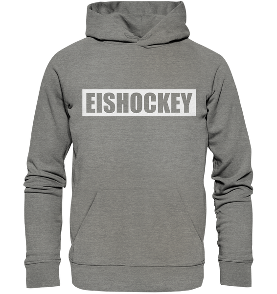 N.O.S.W. BLOCK Teamsport Hoodie "EISHOCKEY" Organic Kapuzenpullover mid heather grau