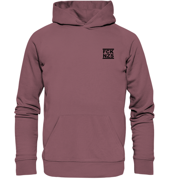 N.O.S.W. BLOCK Gegen Rechts Hoodie "FCK NZS" beidseitig bedruckter Männer Organic Basic Hoodie kaffa coffee