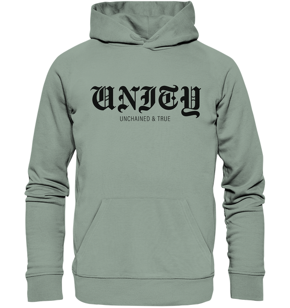 N.O.S.W. BLOCK RIOT//GROUNDS Hoodie "UNITY UNCHAINED & TRUE" Männer Organic Kapuzenpullover aloe