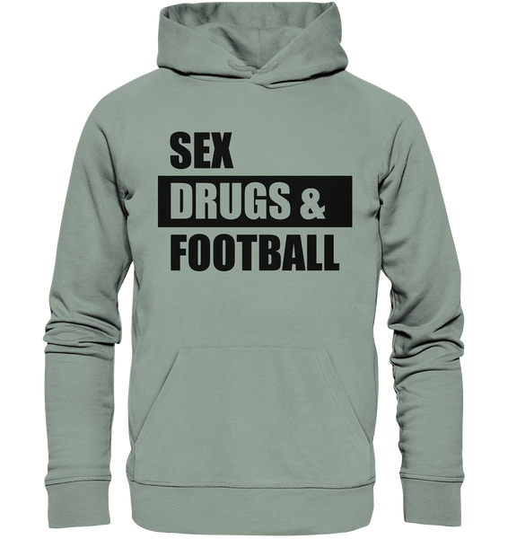 N.O.S.W. BLOCK Fanblock Hoodie "Sex, Drugs &  Football" Männer Organic Kapuzenpullover aloe