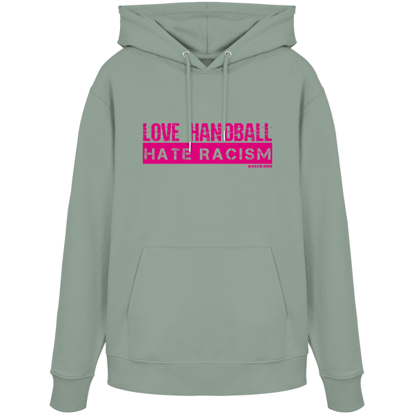 "LOVE HANDBALL HATE RACISM" magenta - Organic Hoodie