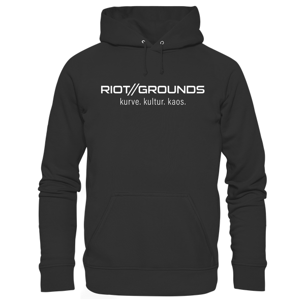 RIOT//GROUNDS Hoodie "R//G kurve.kultur.kaos." beidseitig bedruckter Organic Kapuzenpullover black