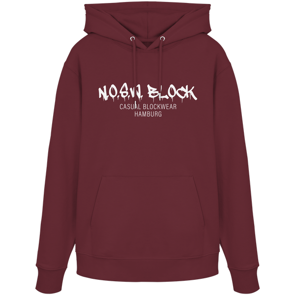 N.O.S.W. BLOCK Hoodie "N.O.S.W. BLOCK CASUAL BLOCKWEAR HAMBURG" Männer Organic Kapuzenpullover burgundy