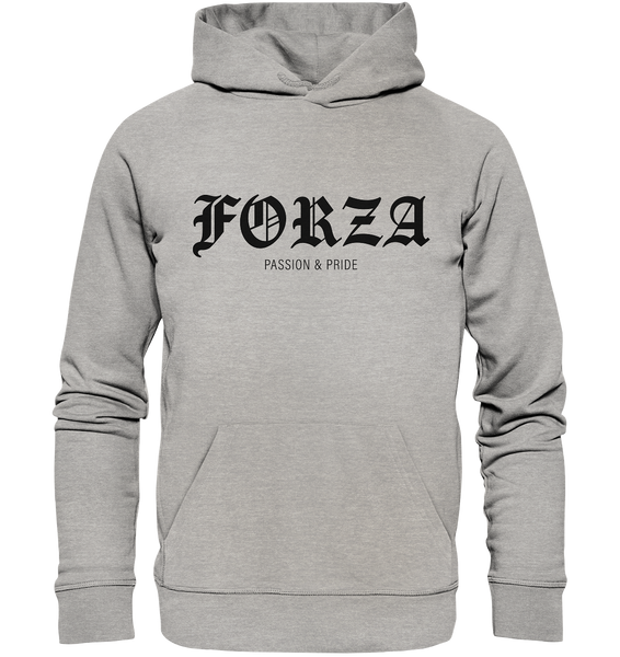 N.O.S.W. BLOCK RIOT//GROUNDS Hoodie "FORZA PASSION & PRIDE" Männer Organic Kapuzenpullover heather grey