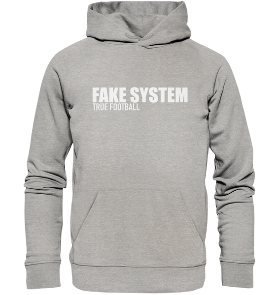 BLOCK.FC Hoodie "FAKE SYSTEM TRUE FOOTBALL" Männer Organic Kapuzenpullover heather grau