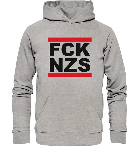 N.O.S.W. BLOCK Gegen Rechts Hoodie "FCK NZS" Organic Kapuzenpullover heather grau