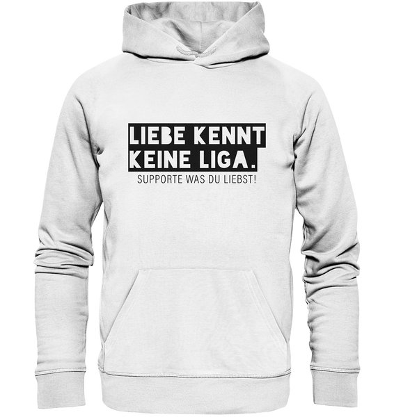 N.O.S.W.BLOCK Fanblock Hoodie "LIEBE KENNT KEINE LIGA." Männer Organic Kapuzenpullover weiss