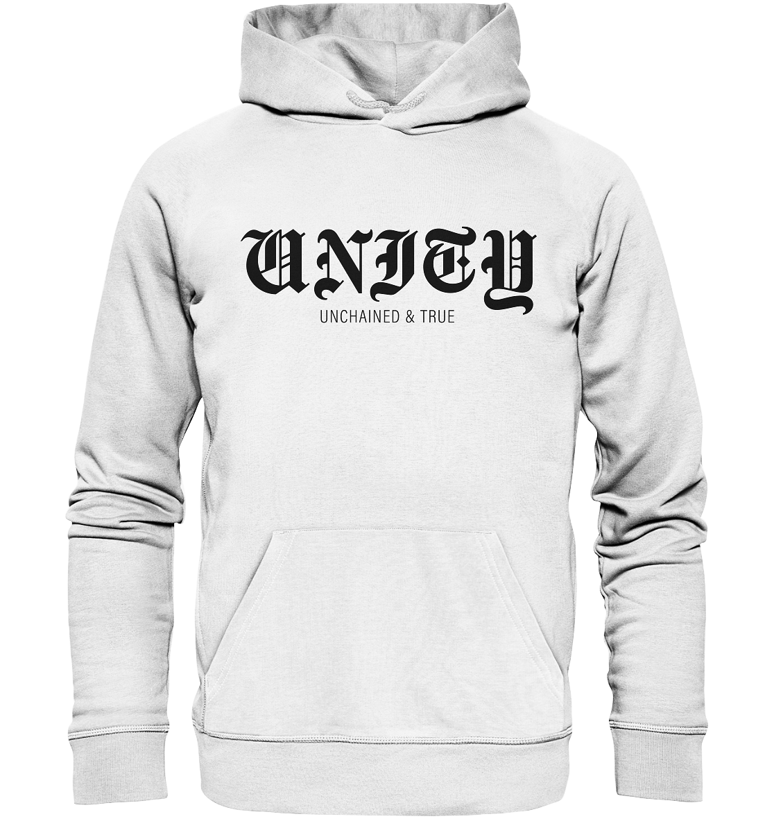 N.O.S.W. BLOCK RIOT//GROUNDS Hoodie "UNITY UNCHAINED & TRUE" Männer Organic Kapuzenpullover weiss