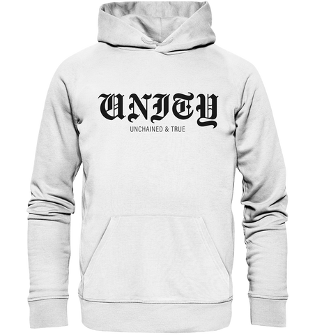 N.O.S.W. BLOCK RIOT//GROUNDS Hoodie "UNITY UNCHAINED & TRUE" Männer Organic Kapuzenpullover weiss