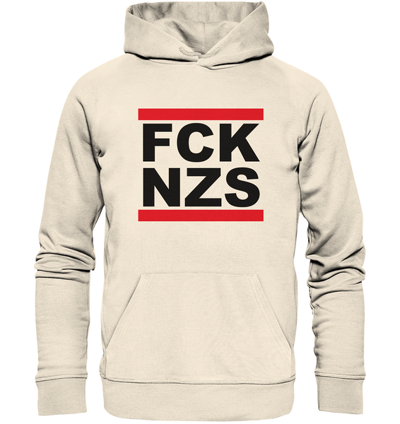 N.O.S.W. BLOCK Gegen Rechts Hoodie "FCK NZS" Organic Kapuzenpullover natural