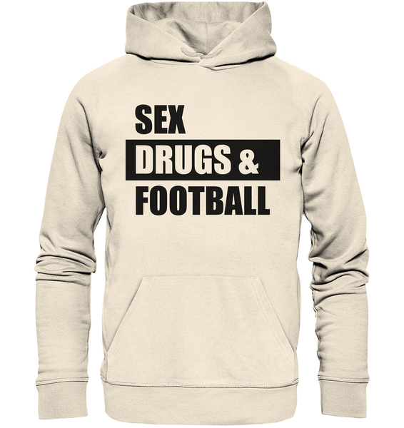 N.O.S.W. BLOCK Fanblock Hoodie "Sex, Drugs &  Football" Männer Organic Kapuzenpullover natural raw
